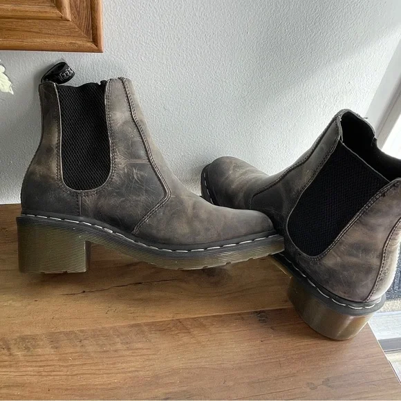 Dr. Martens Distressed Brown Ankle Boots - Picture 9 of 10